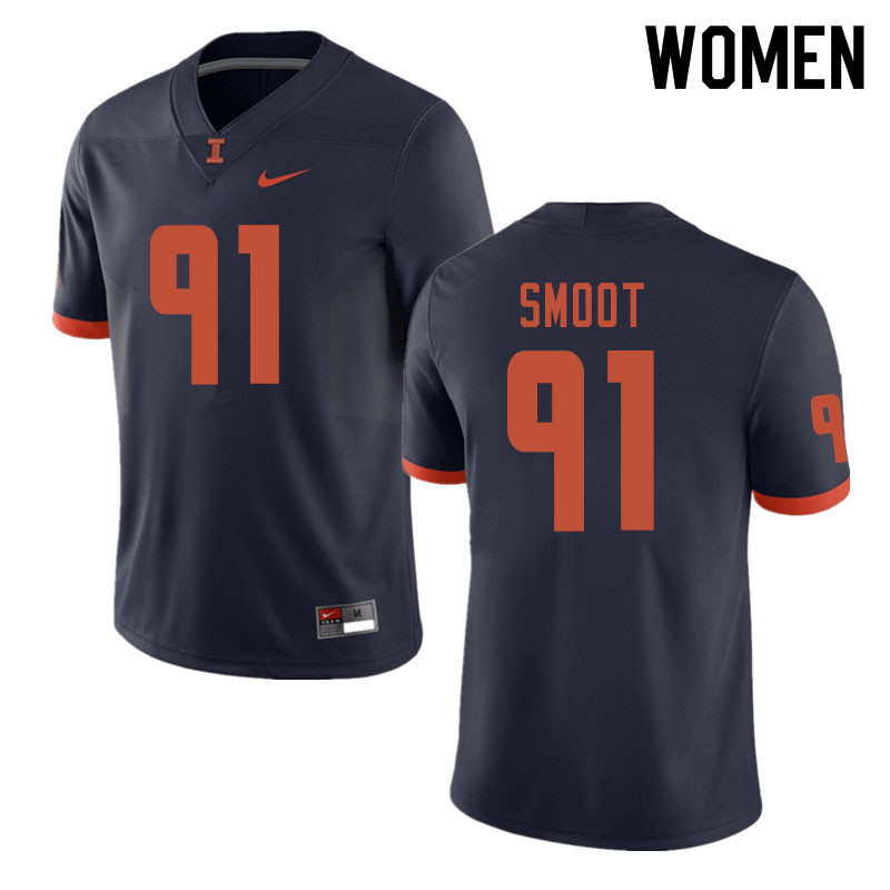 Women #91 Dawuane Smoot Illinois Fighting Illini College Football Jerseys Sale-Navy